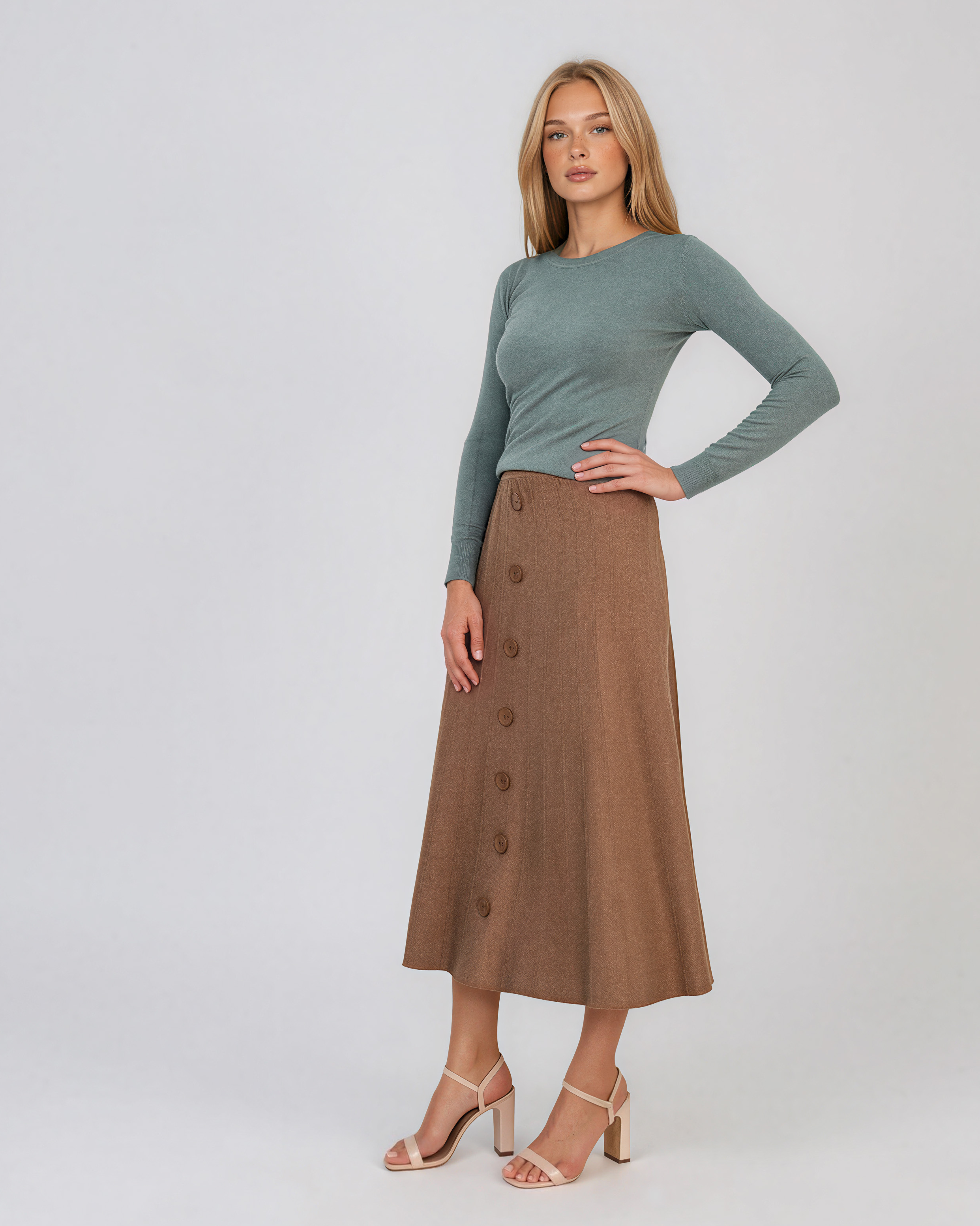 Pulover mulat din tricot cu lână şi caşmir aqua LR358