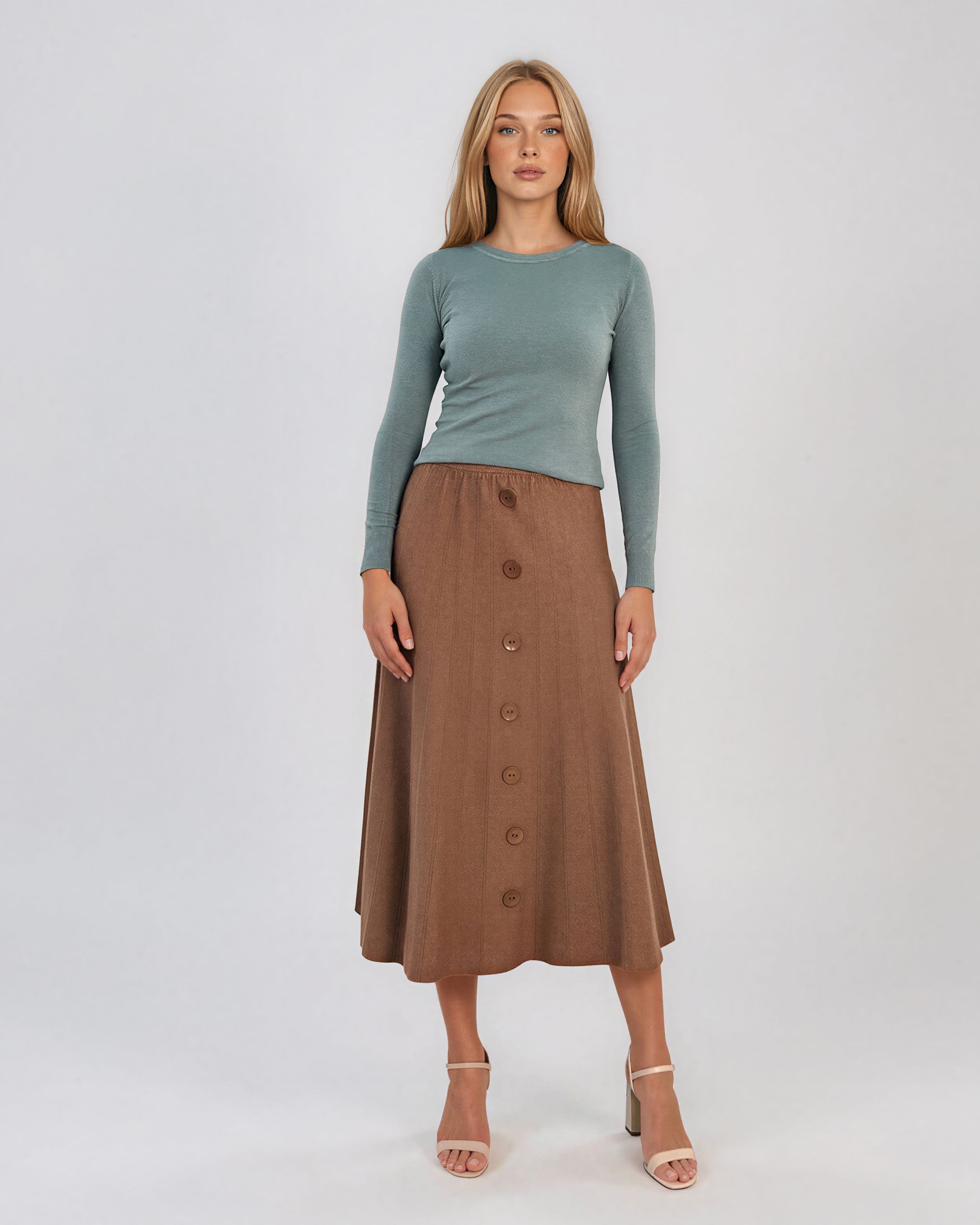 Pulover mulat din tricot cu lână şi caşmir aqua LR358