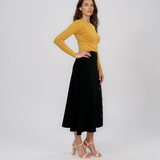Pulover mulat din tricot cu lână şi caşmir galben LR358