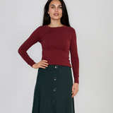 Pulover mulat din tricot cu lână şi caşmir grena LR358