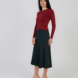 Pulover mulat din tricot cu lână şi caşmir grena LR358