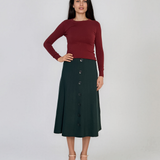 Pulover mulat din tricot cu lână şi caşmir grena LR358