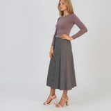 Pulover mulat din tricot cu lână şi caşmir mov LR358