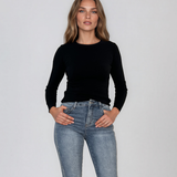 Pulover mulat din tricot cu lână şi caşmir negru LR358