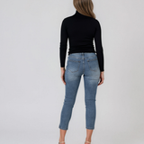 Pulover mulat din tricot cu lână şi caşmir negru LR358