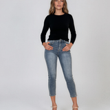 Pulover mulat din tricot cu lână şi caşmir negru LR358