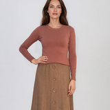 Pulover mulat din tricot cu lână şi caşmir roz prăfuit LR358