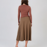 Pulover mulat din tricot cu lână şi caşmir roz prăfuit LR358