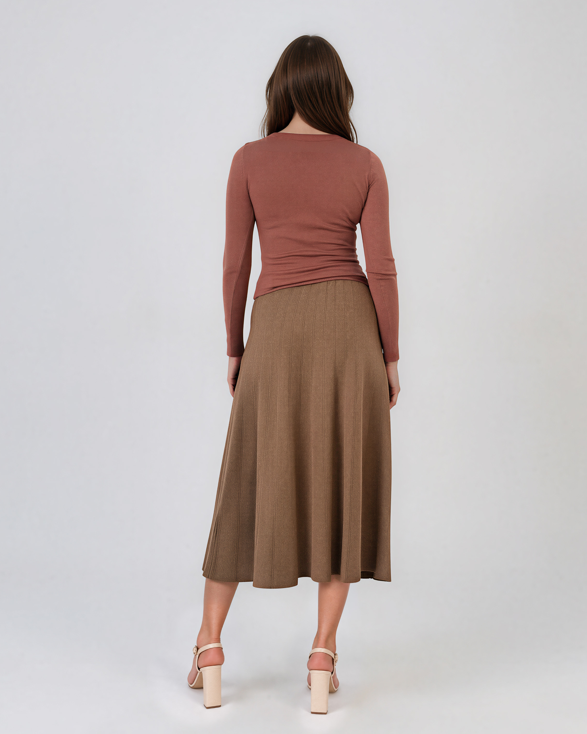 Pulover mulat din tricot cu lână şi caşmir roz prăfuit LR358