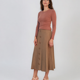 Pulover mulat din tricot cu lână şi caşmir roz prăfuit LR358