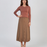 Pulover mulat din tricot cu lână şi caşmir roz prăfuit LR358