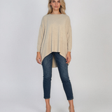 Pulover oversized cu tiv asimetric crem HL248