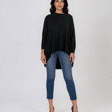 Pulover oversized cu tiv asimetric negru HL248