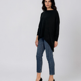 Pulover oversized cu tiv asimetric negru HL248