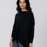 Pulover oversized cu tiv asimetric negru HL248