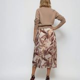 Fustă lungă plisată cu bandă elastică în talie beige    i