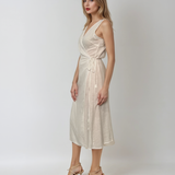 Rochie in parte peste parte cu șiret alb