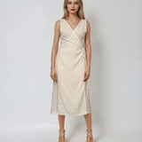 Rochie in parte peste parte cu șiret alb