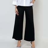 Pantaloni evazați cu fermoar și buzunare negru