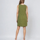 Rochie din in fără mânecă cu guler paiete vernil