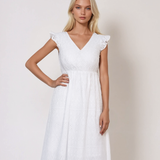 Rochie brodata decolteu v fata si spate Alb