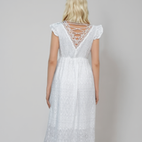 Rochie brodata decolteu v fata si spate Alb