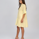 Rochie baby-doll cu broderie și paiete galben HL122
