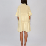 Rochie baby-doll cu broderie și paiete galben HL122