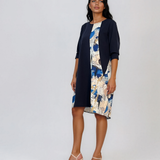 Rochie balon cu inserție colorată bleumarin PN081