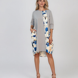 Rochie balon cu inserție colorată gri PN081