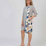 Rochie balon cu inserție colorată gri PN081