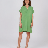 Rochie casual cu nod în piept și buzunare verde HL116