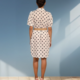 Rochie cu buline și curea alb HL031