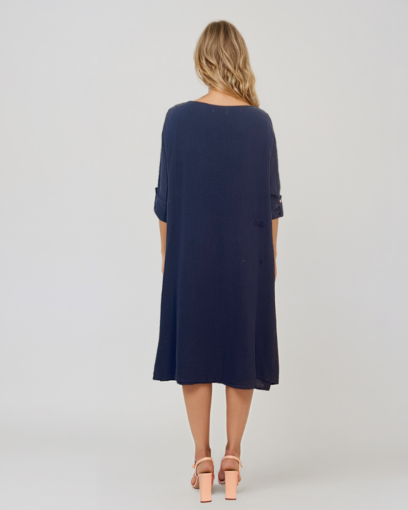 Rochie cu capă și flori aplicate bleumarin PR931