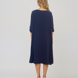 Rochie cu capă și flori aplicate bleumarin PR931