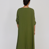 Rochie cu capă și flori aplicate verde PR931