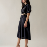 Rochie cu paiete pe buzunare și curea negru PR991