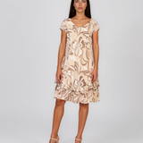 Rochie cu print floral și volane beige HL121