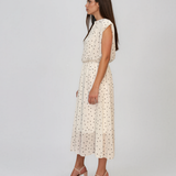 Rochie cu umeri înalți și buline mici alb HL129