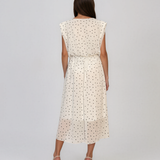 Rochie cu umeri înalți și buline mici alb HL129