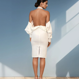 Rochie cu umerii goi alb 