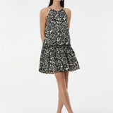 Rochie cu volan și print floral ORSAY negru ORS027