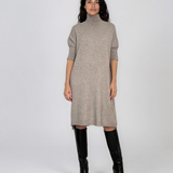 Rochie din tricot cu guler înalt grej PN141