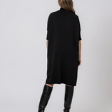 Rochie din tricot cu guler înalt negru PN141