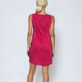 Rochie in fără mâneca cu nasturi bust ciclam 