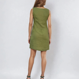 Rochie in fără mâneca cu nasturi bust vernil 