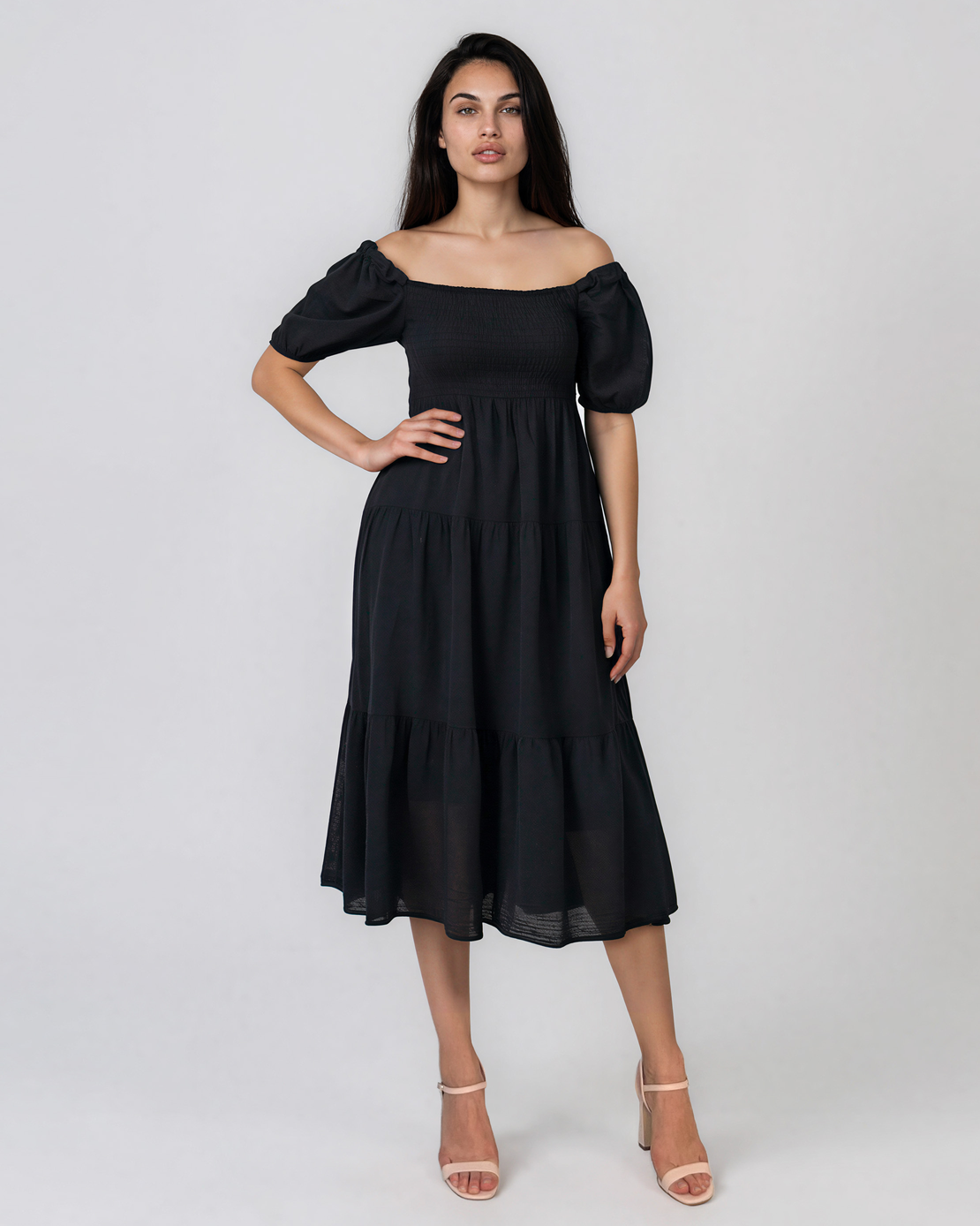 Rochie largă cu elastic la bust și spate bleumarin PN024