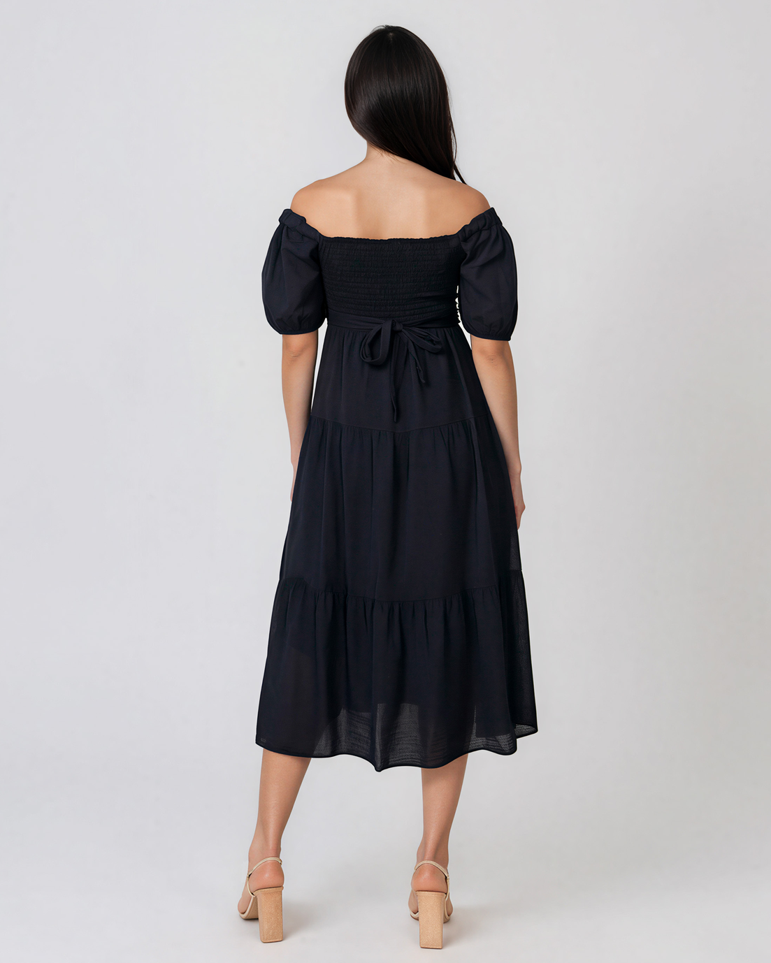 Rochie largă cu elastic la bust și spate bleumarin PN024