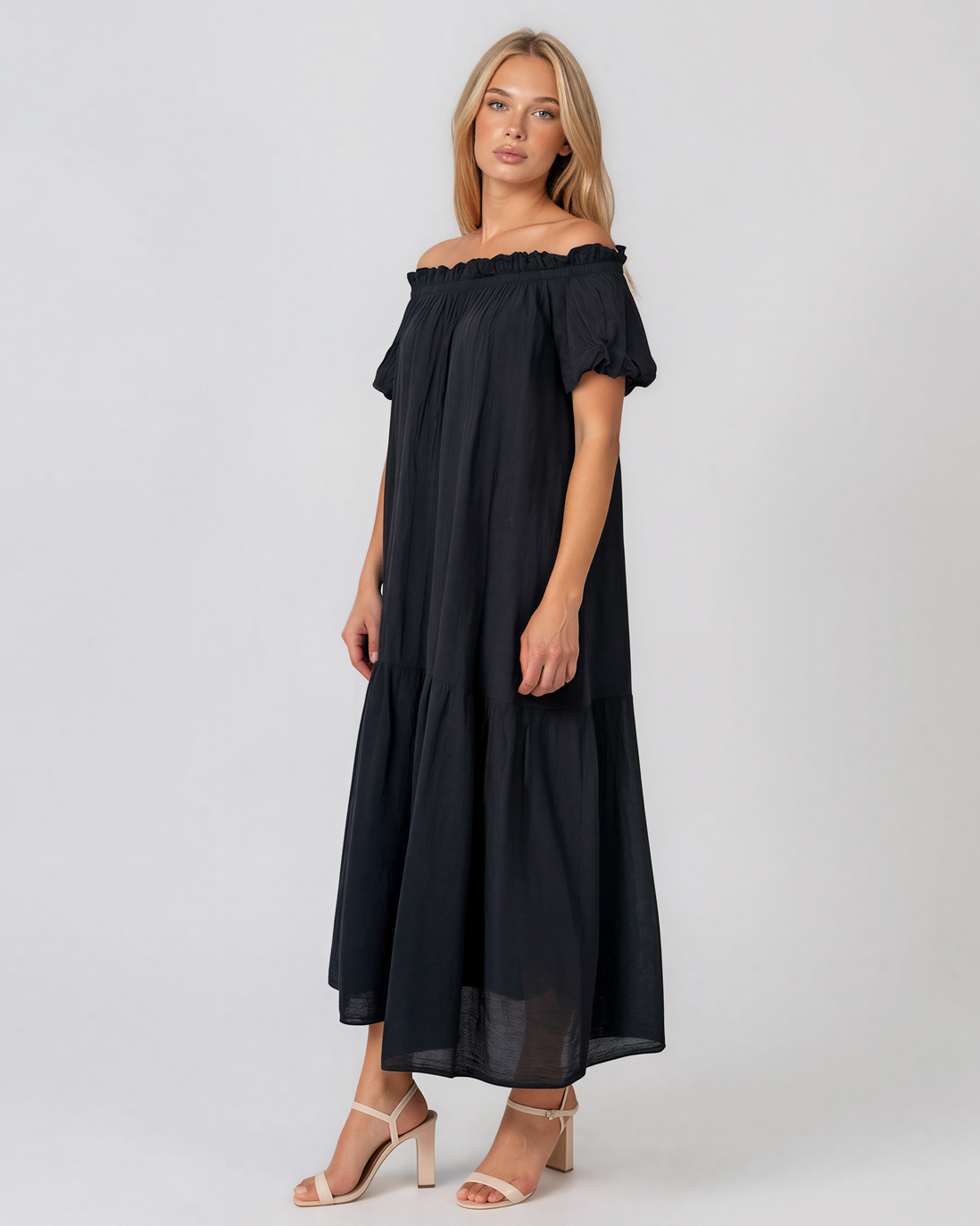 Rochie largă cu mânecă bufantă bleumarin PN023