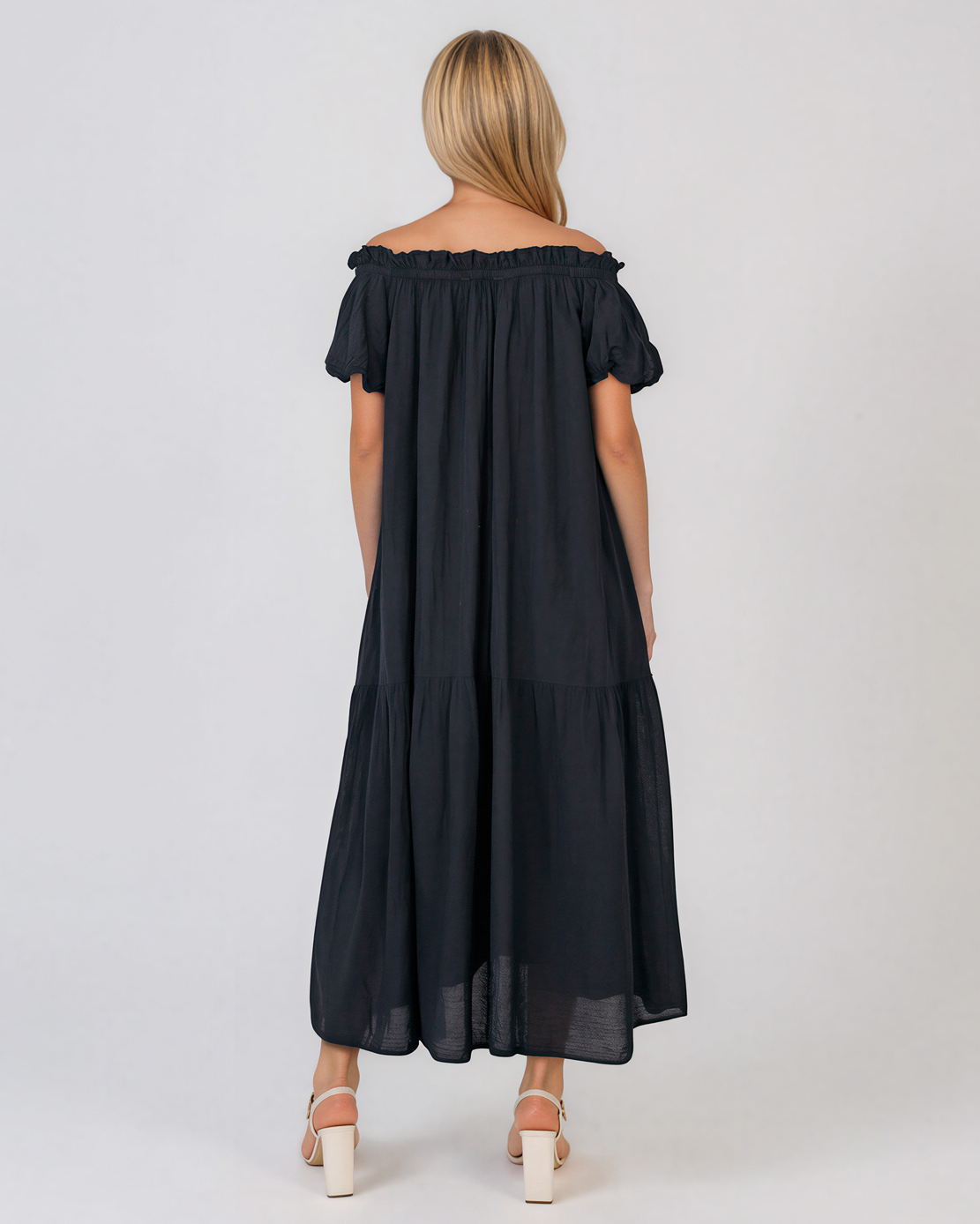 Rochie largă cu mânecă bufantă bleumarin PN023